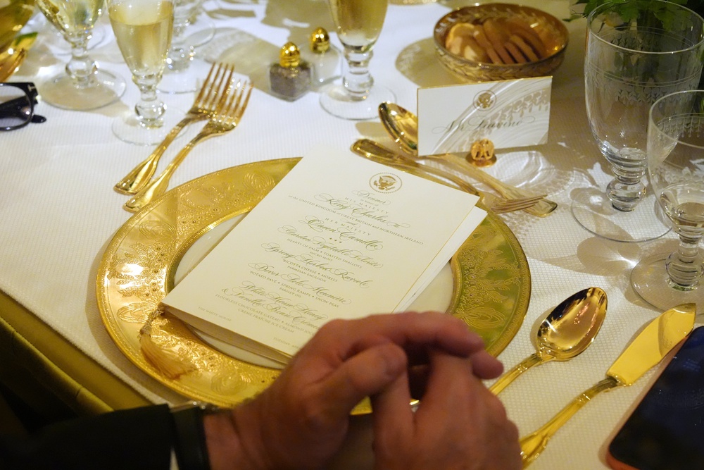 The menu for the State Dinner during the King and Queen’s visit to the US (AP Photo/Alex Brandon) (AP)