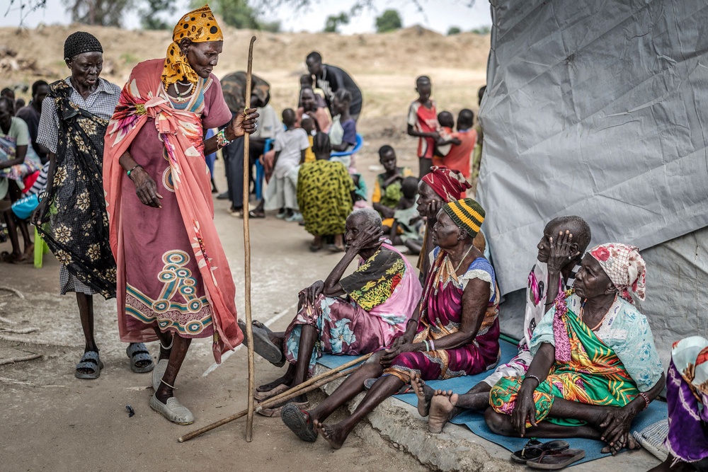 Elderly members of the Nuer community, uprooted by the conflict in Jonglei State, South Sudan (AFP via Getty Images)