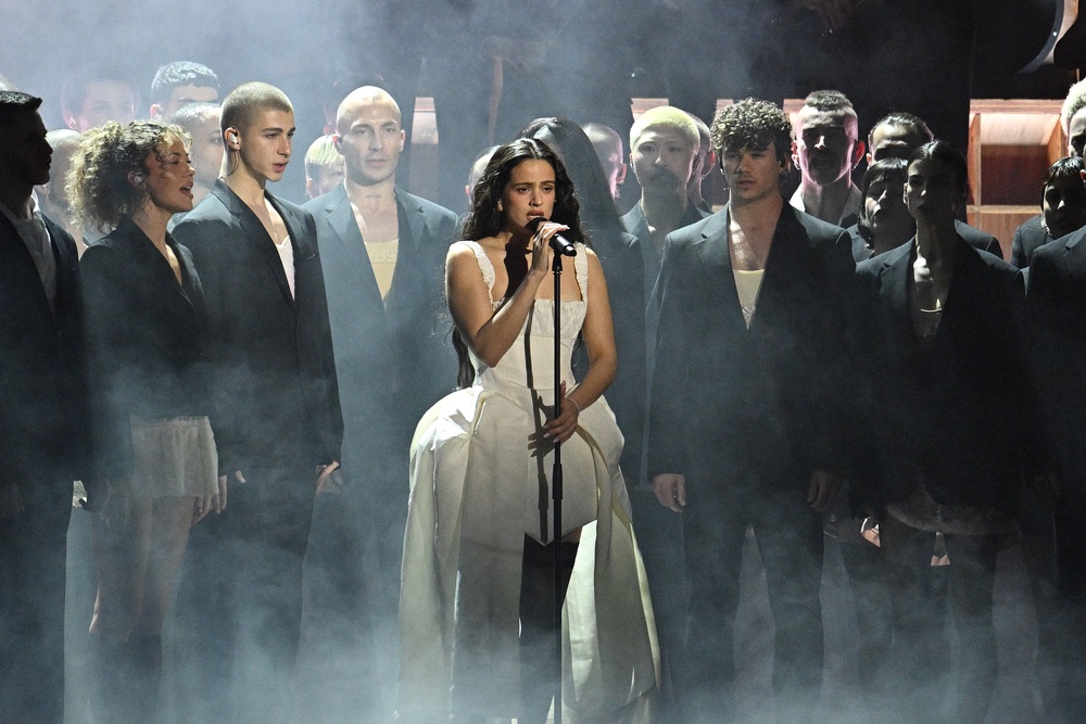 Rosalia performs during the Brit Awards 2026 at Co-op Live, Manchester (PA)