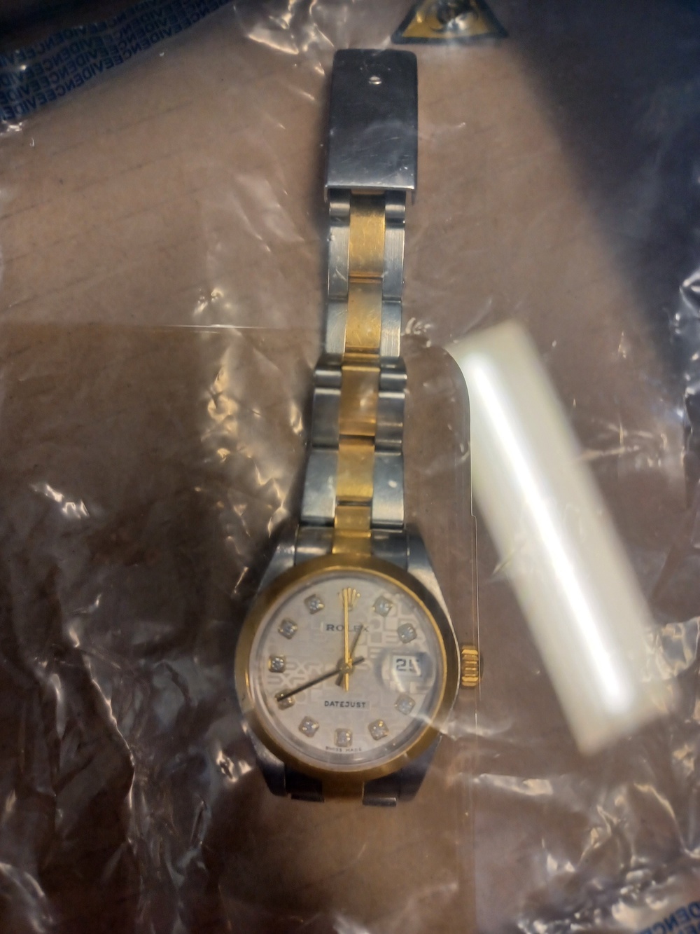 The diamond-encrusted Rolex owned by 69-year-old Jennifer Abbott (Met Police/PA) (Metropolitan Police)