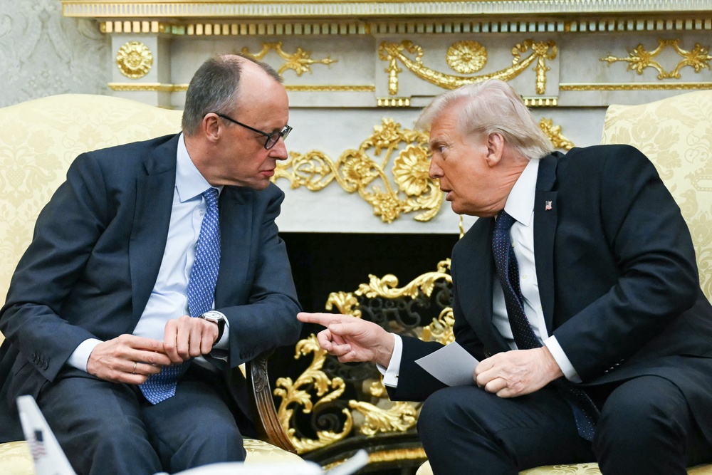 German Chancellor Friedrich Merz in the Oval Office in March (AFP/Getty)