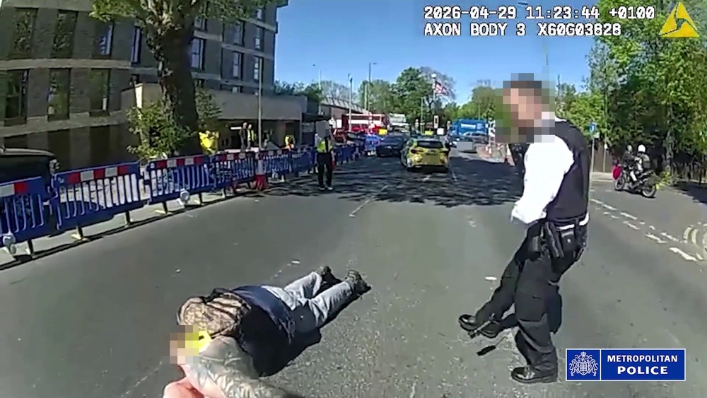 Police officers confronting and arresting a 45-year-old man who remains in custody (Met Police) (PA Media)