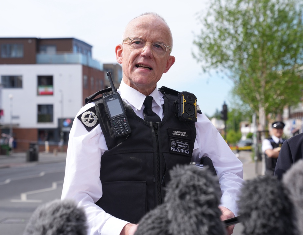 Metropolitan Police commissioner Sir Mark Rowley speaks to the media at the scene in Golders Green (PA)