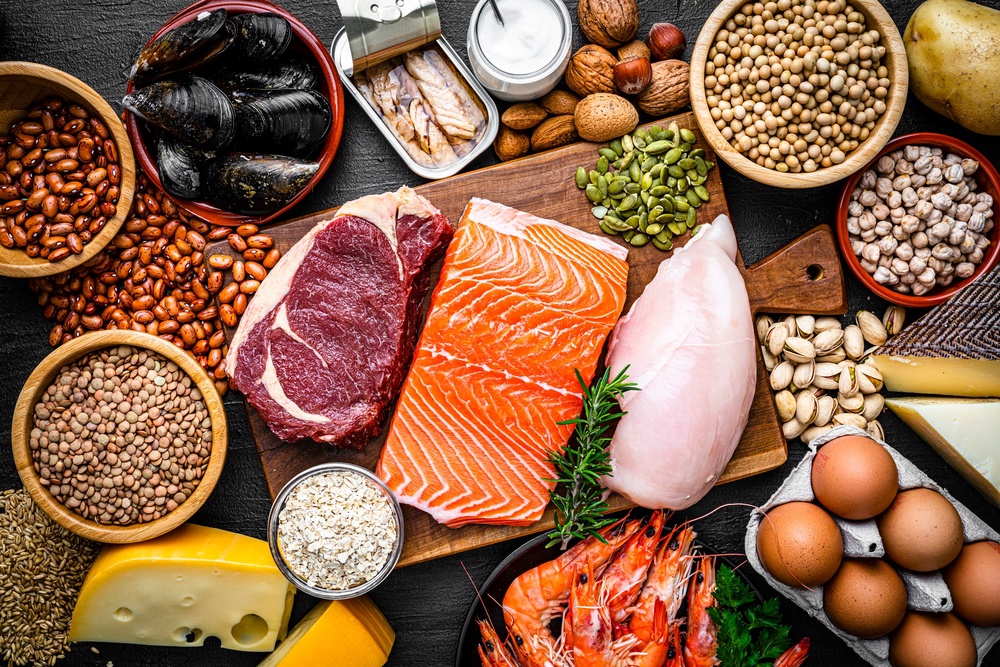 High protein foods include salmon, beef fillet, chicken breast chickpeas and soybeans, among others. (Getty/iStock)