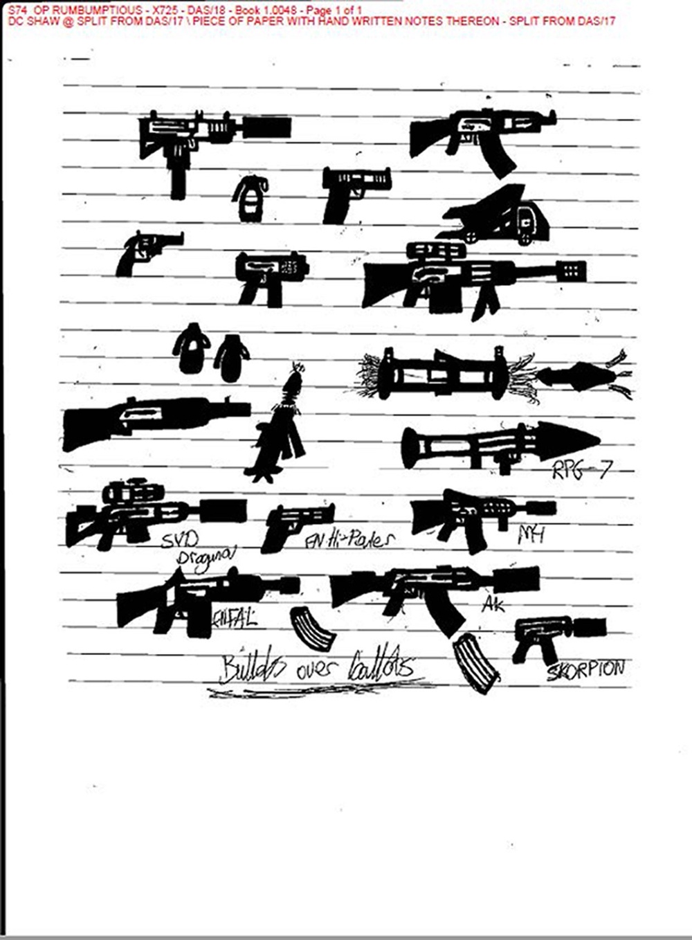 Undated handout file photo first issued on 04/07/25 by the Metropolitan Police of notes found in Alfie Coleman's prison cell which was shown to the jury in his trial at the Old Bailey (Metropolitan Police)