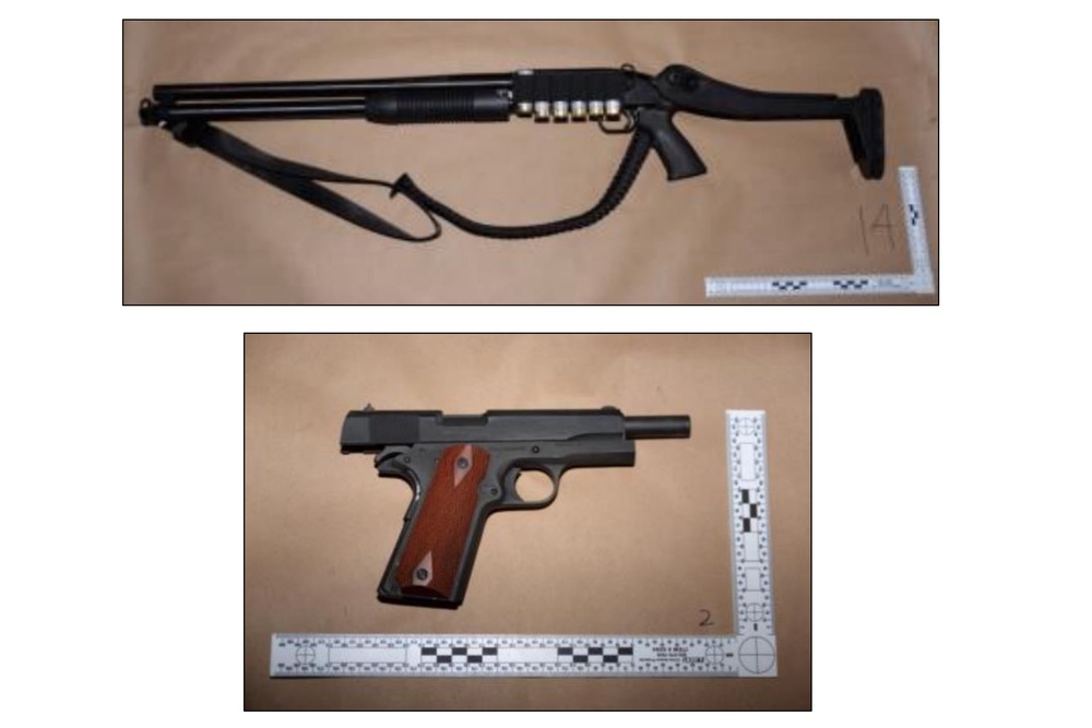 Some of the weapons and shotgun ammunition that Cole Tomas Allen had on him (Department of Justice)