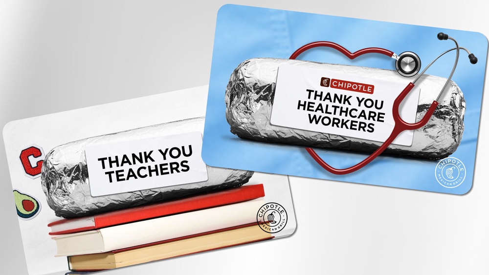 Chipotle is giving free gift cards to 100,000 teachers and 100,000 healthcare workers (Chipotle Mexican Grill)