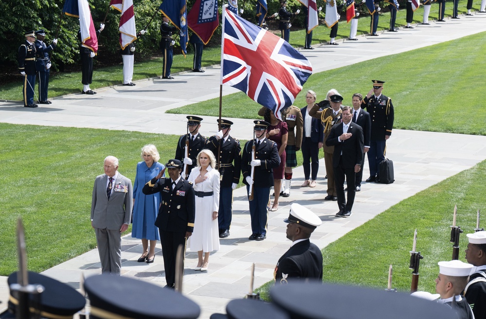 The King and Queen during a visit to Arlington National Cemetery in Virginia (Saul Loeb/PA) (PA Wire)