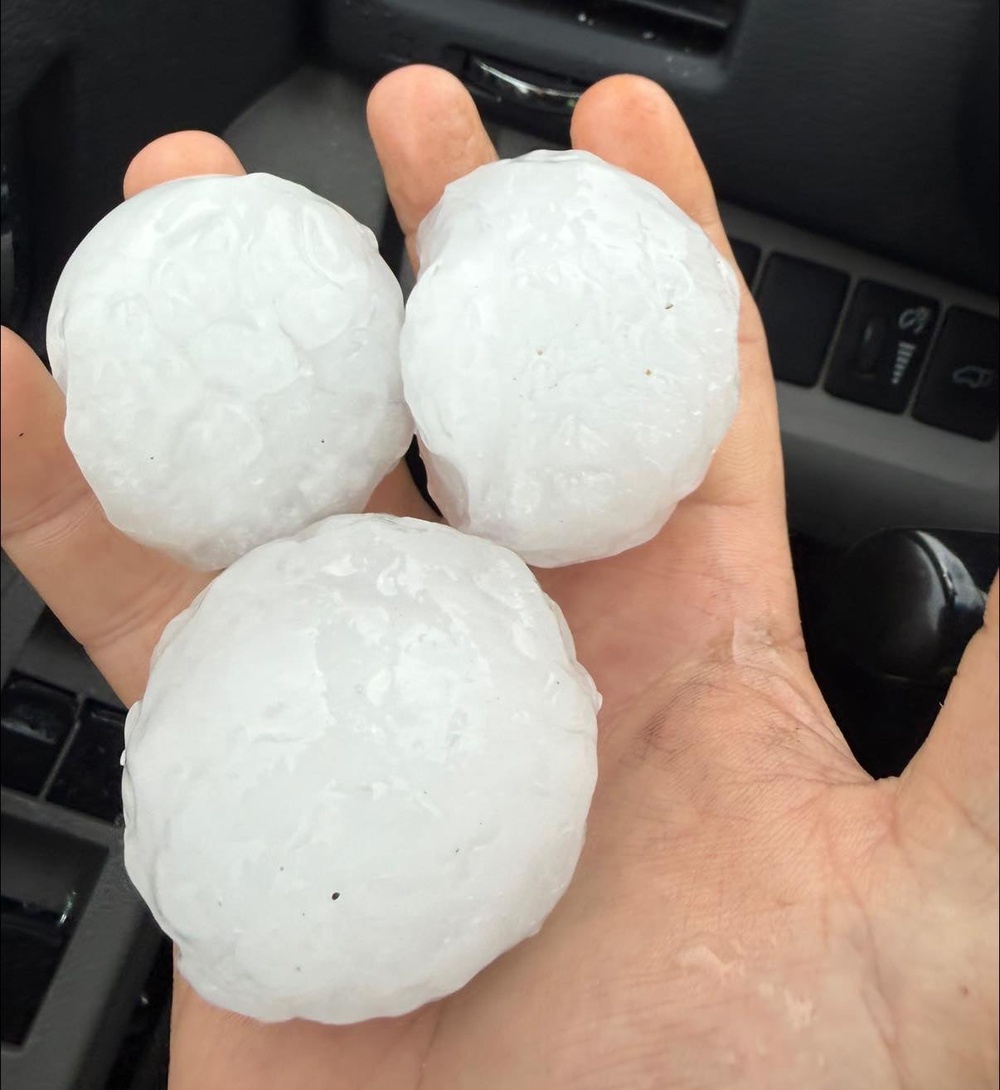 Soft ball-sized hail from the storm is seen in this image from Springfield emergency officials (Springfield-Greene County Office of Emergency Management/Facebook)