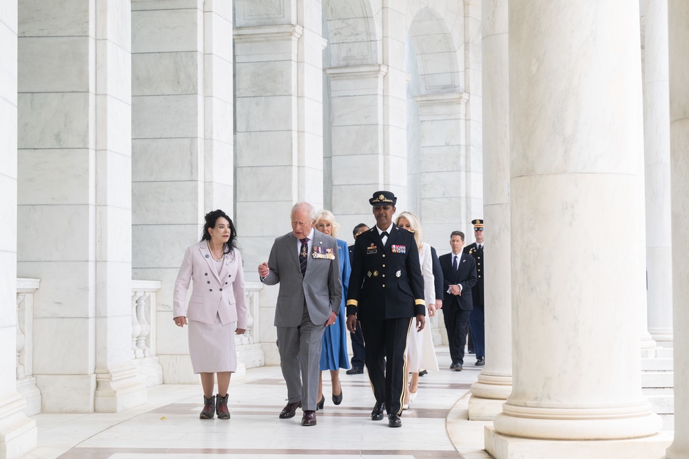 The King during a visit the Arlington National Cemetery in Virginia on day four of the state visit (Saul Loeb/PA) (PA Wire)