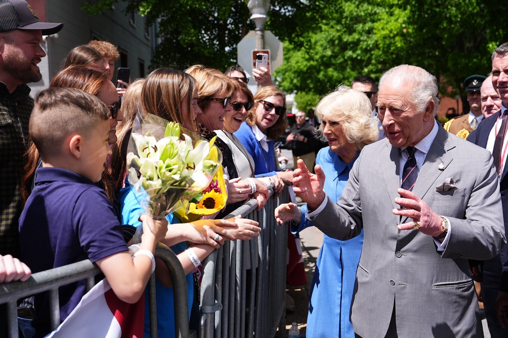 The King and Queen meet well-wishers during a community block party and pot luck celebrating America’s 250th ‘birthday’, in Front Royal, Virginia (Aaron Chown/PA) (PA Wire)
