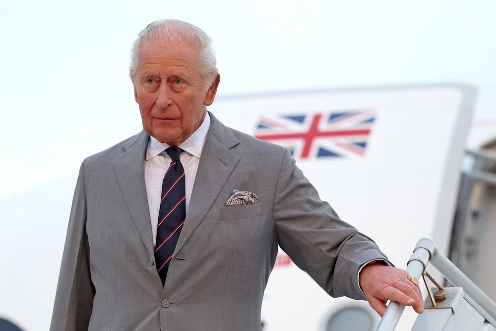 King Charles III arrives at LF Wade International Airport (Chris Jackson/PA) (PA Wire)