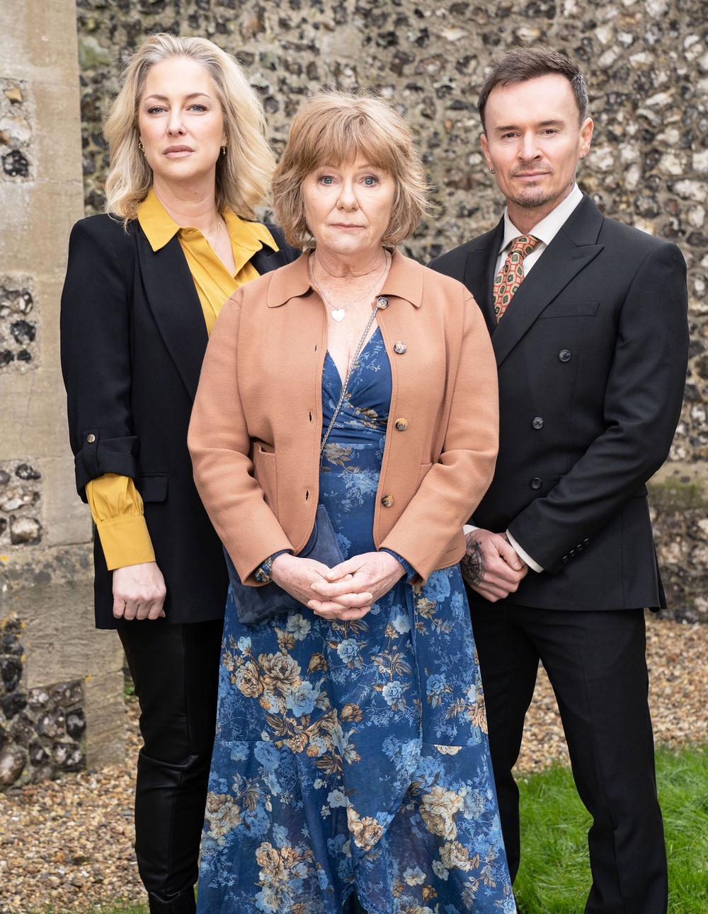 Lee with Bissix (left) and his on-screen mum Julie Haye, played by Karen Henthorn (PA)
