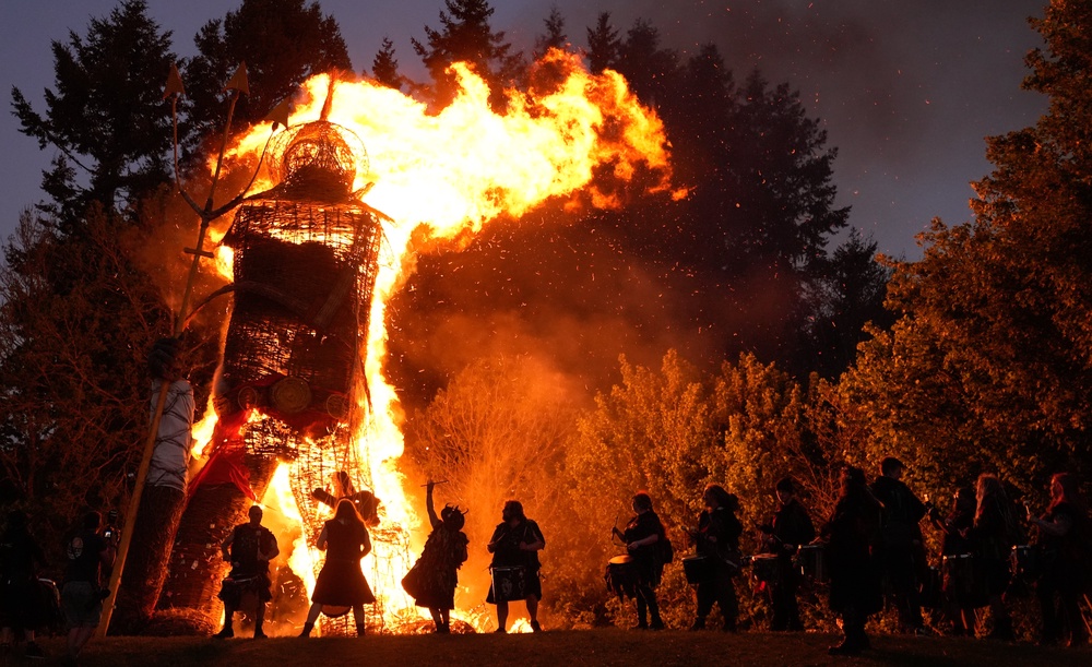 The Beltain Celtic Fire Festival at Butser Ancient Farm, near Waterlooville, Hampshire, 2025 (PA)