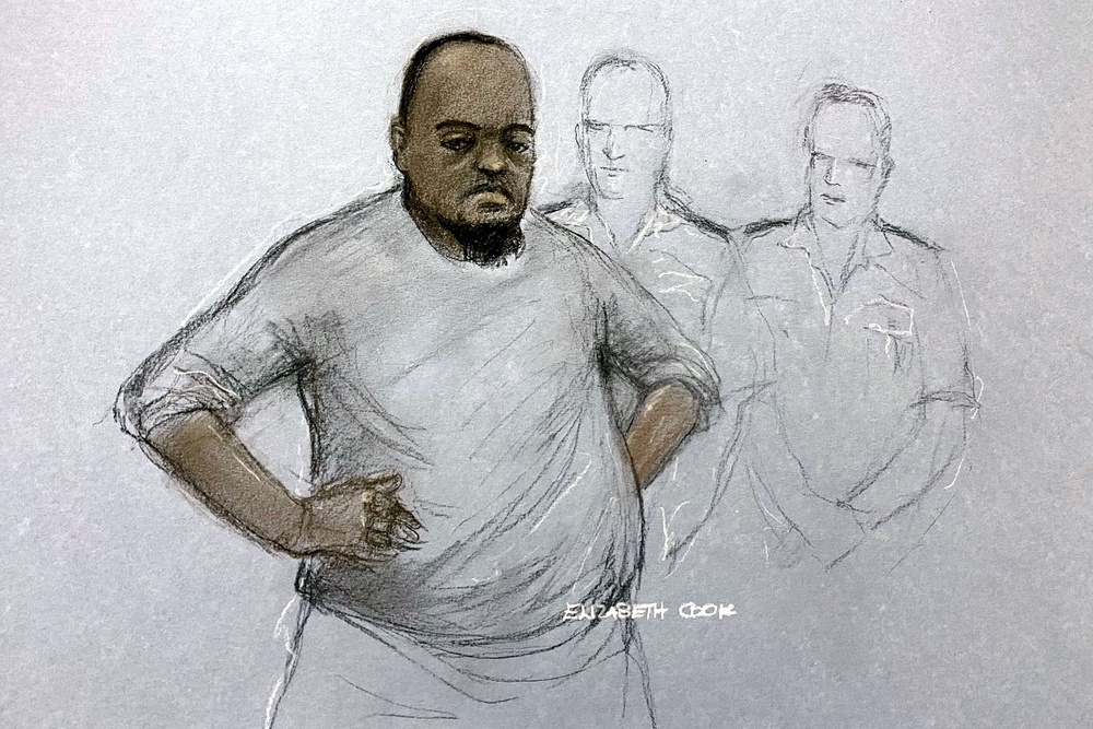 Court artist sketch of Essa Suleiman, the alleged Golders Green attacker, appearing at Westminster Magistrates’ Court (Elizabeth Cook/PA) (PA Wire)