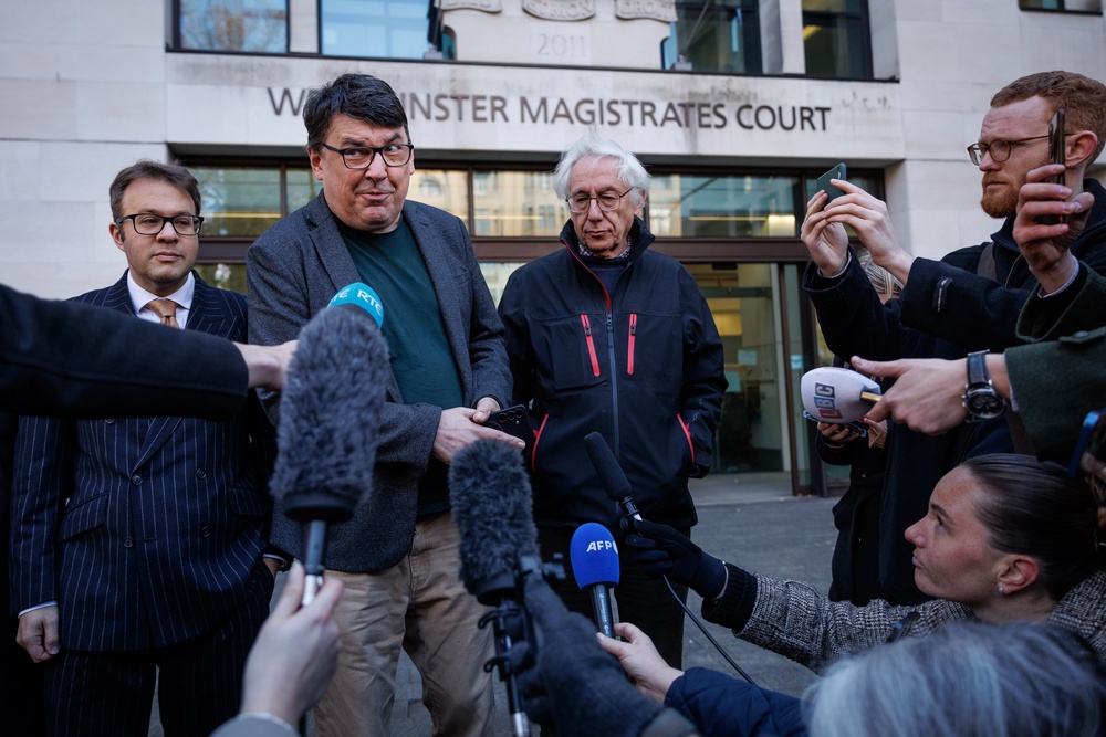 Linehan speaks to the media outside Westminster Magistrates' Court in November 2025 after he was cleared of harassment (Getty)