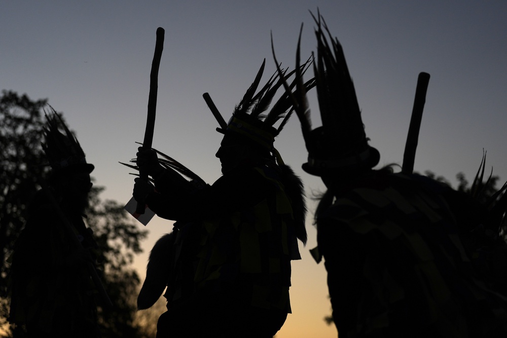 Members of the Hook Eagle Morris perform outside the Shack Cafe (Andrew Matthews/PA) (PA Wire)