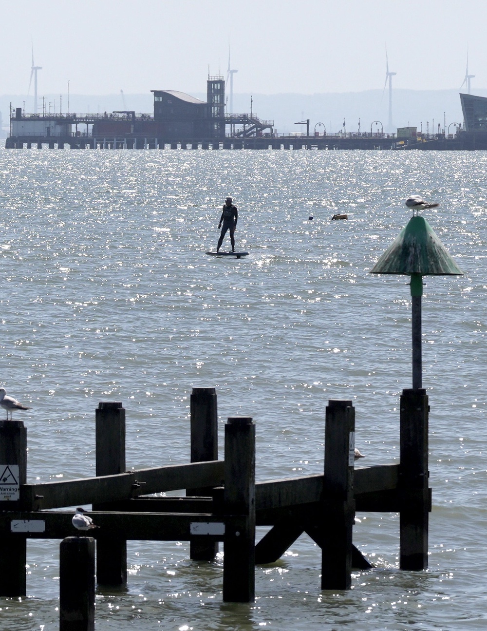 A person uses a hydrofoil during hot weather in Southend (Stefan Rousseau/PA) (PA Wire)