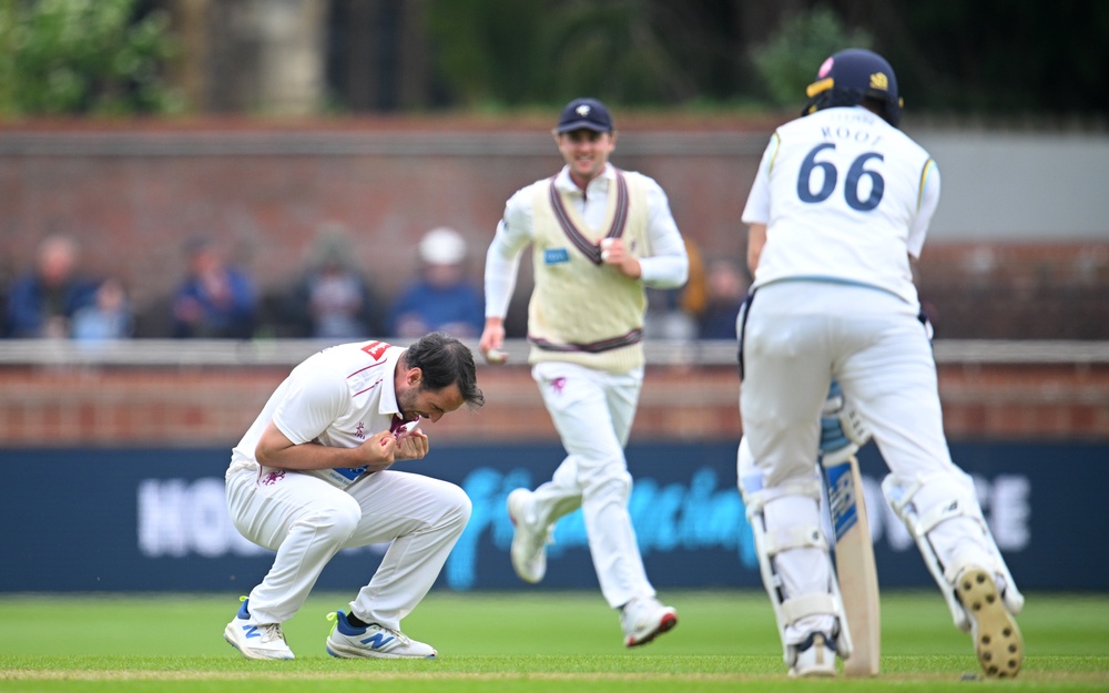 Lewis Gregory knocked over Joe Root on his way to a six-for at Taunton (Getty)