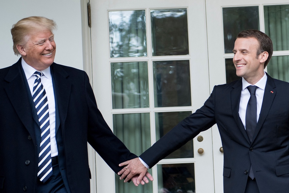 Macron and Trump appeared friendly during the French leader's visit to the US in April 2018 (AFP via Getty Images)