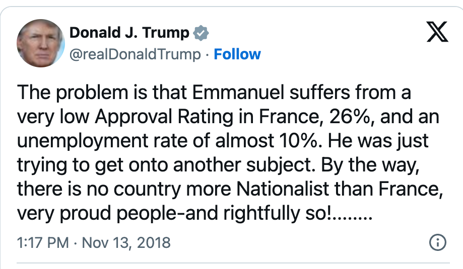 A short-lived 'bromance' imploded with a social media spat in November 2018 (X/realDonaldTrump)