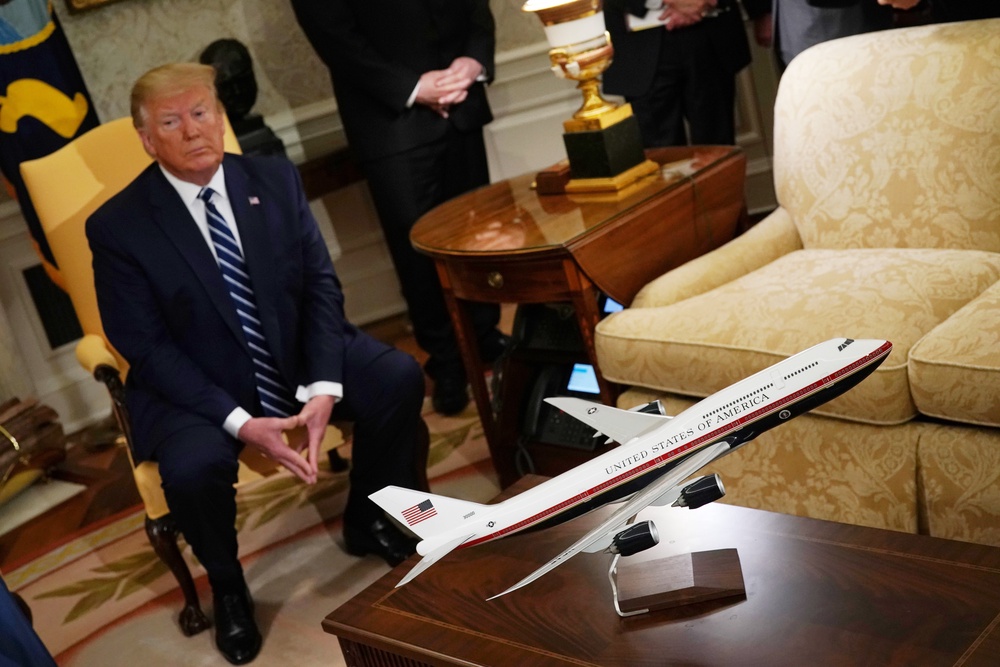 The president’s new jet got a reported $400 million overhaul which included the military installing top-secret communications gear (Getty)