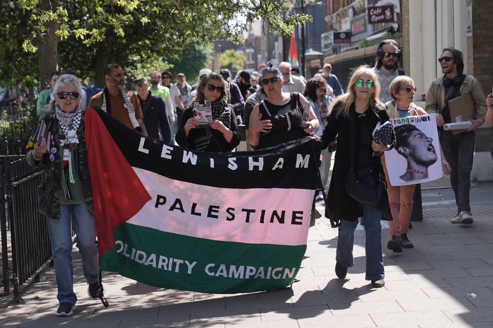 People take part in a Palestine Solidarity Campaign rally in Lewisham, south-east London (Stefan Rousseau/PA) (PA Wire)