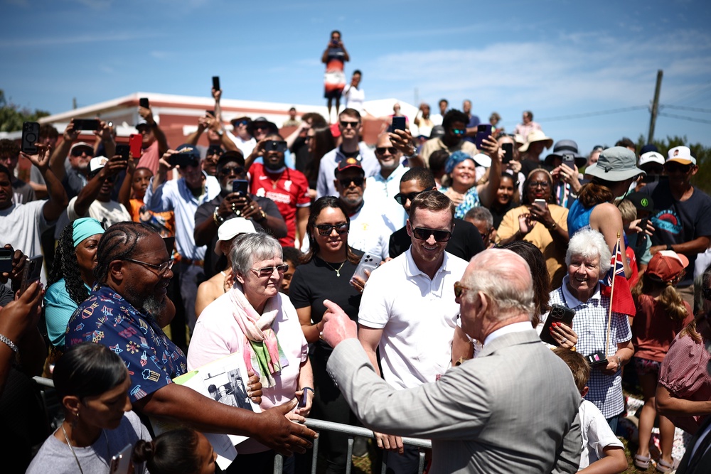 The King meets well-wishers during his visit to Great Bay Coastguard Station (Henry Nicholls/PA) (PA Wire)