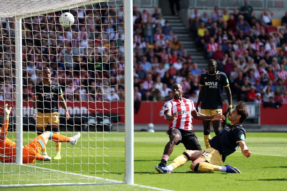 Konstantinos Mavropanos scored an unfortunate own goal as Brentford opened the scoring (Getty)