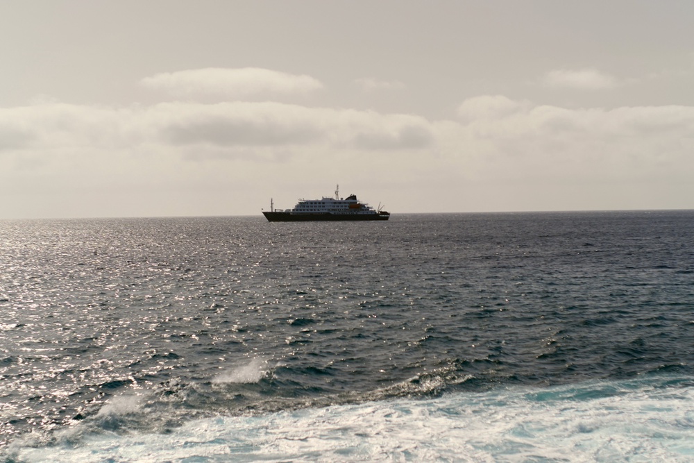 The MV Hondius anchored off Praia, Cape Verde (Arilson Almeida/AP) (AP)