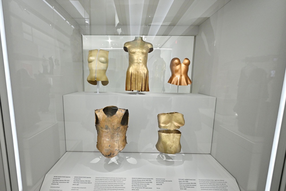 At the ‘Costume Art’ exhibit, Each garment at the exhibit is paired with an ancient artefact that represents the historical depictions of the feminine body, such as statues of Greek goddesses on pedestals and medieval busts (Getty Images)