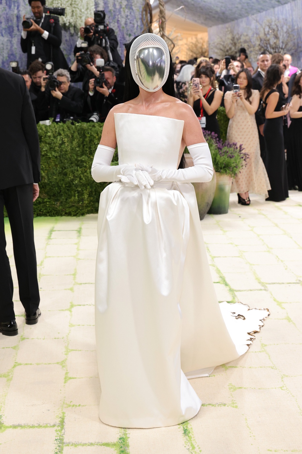 Fencing chic: Absolutely no words for Katy Perry’s Met Gala look... (Getty)