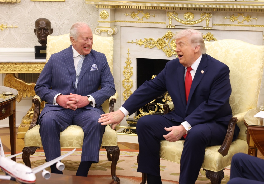 The King and Mr Trump held talks in the Oval Office during his visit (Ian Vogler/Daily Mirror/PA) (PA)