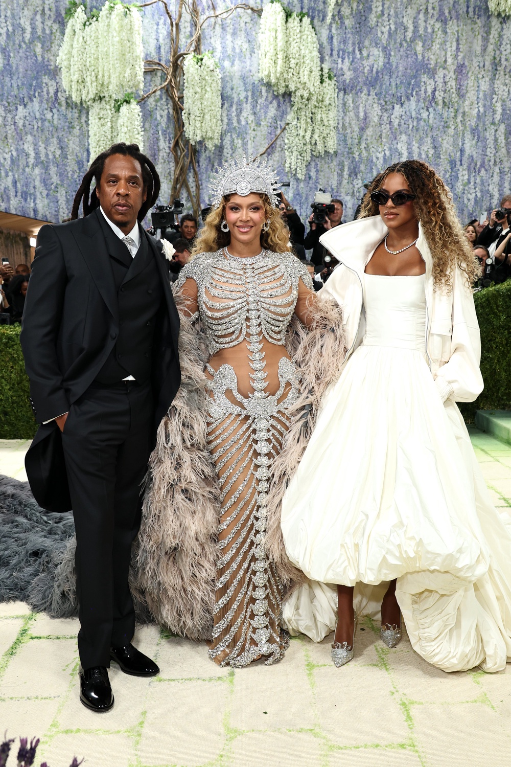 Beyoncé, who acts as a co-chair for this year’s Met Gala, was joined by her teenage daughter Blue Ivy and husband Jay-Z for their Met Gala return (Getty)
