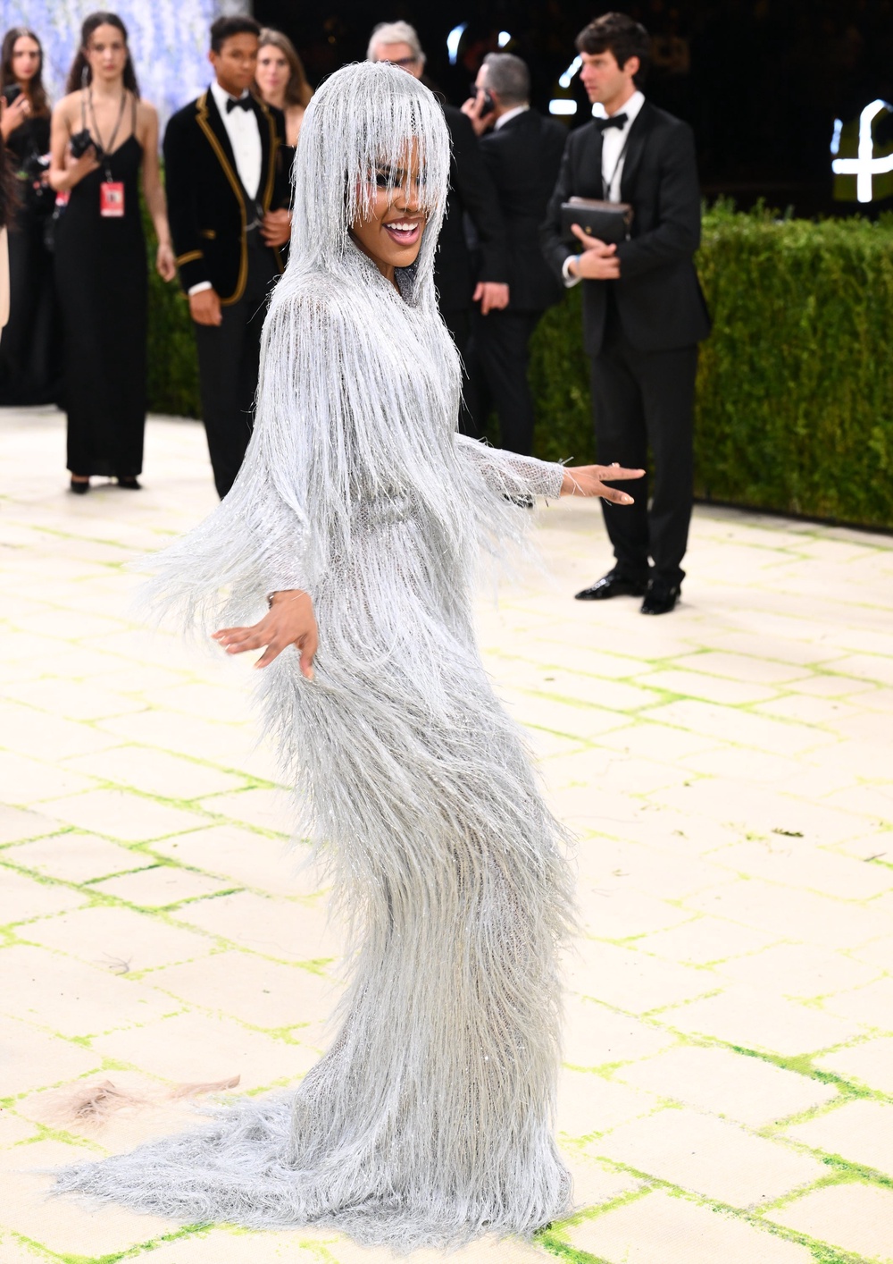 Teyana Taylor was covered in silver fringing (Matt Crossick/PA) (PA Wire)
