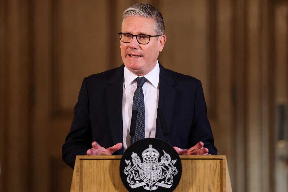 Prime minister Keir Starmer addressed leaders from across British society at Downing Street on Monday (AFP/Getty)