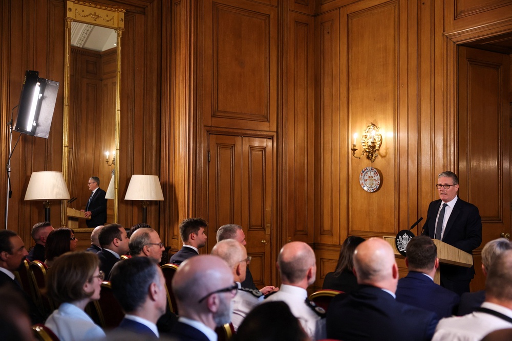 Sir Keir Starmer speaks in 10 Downing Street during a meeting of senior figures from across public life to drive forward a ‘whole of society’ response to tackling antisemitism (Hannah McKay/PA) (PA Wire)