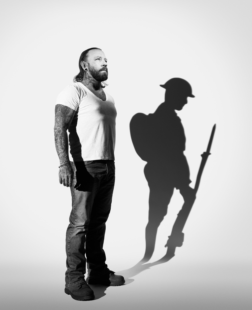 Former Royal Marines Commando Paul Landamore, from a series portraits of nine veterans shot for the RBVE's Still Serving campaign to mark the 81st anniversary of VE Day (Rankin/RBVE)