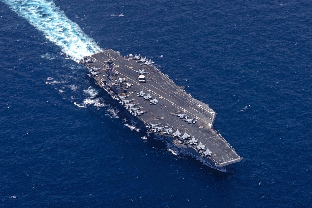 USS George HW Bush in the Arabian Sea as the US Navy enforces the blockade against Iran (US Central Command)