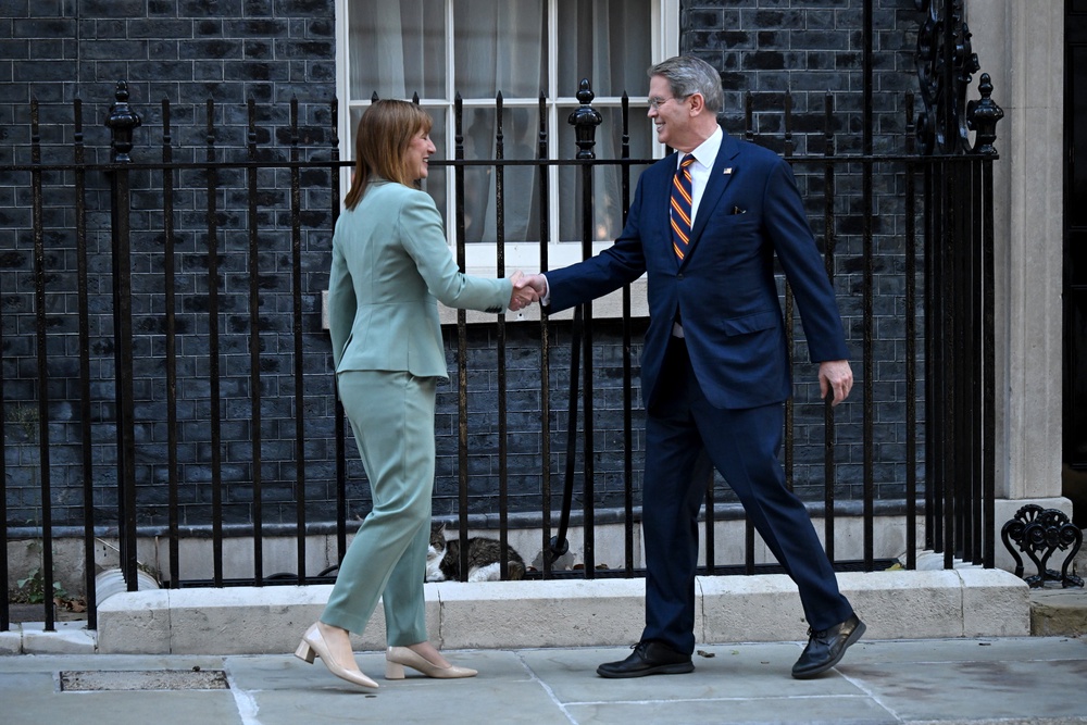 Rachel Reeves and Scott Bessent, outside No 11 in September 2025 (Getty)