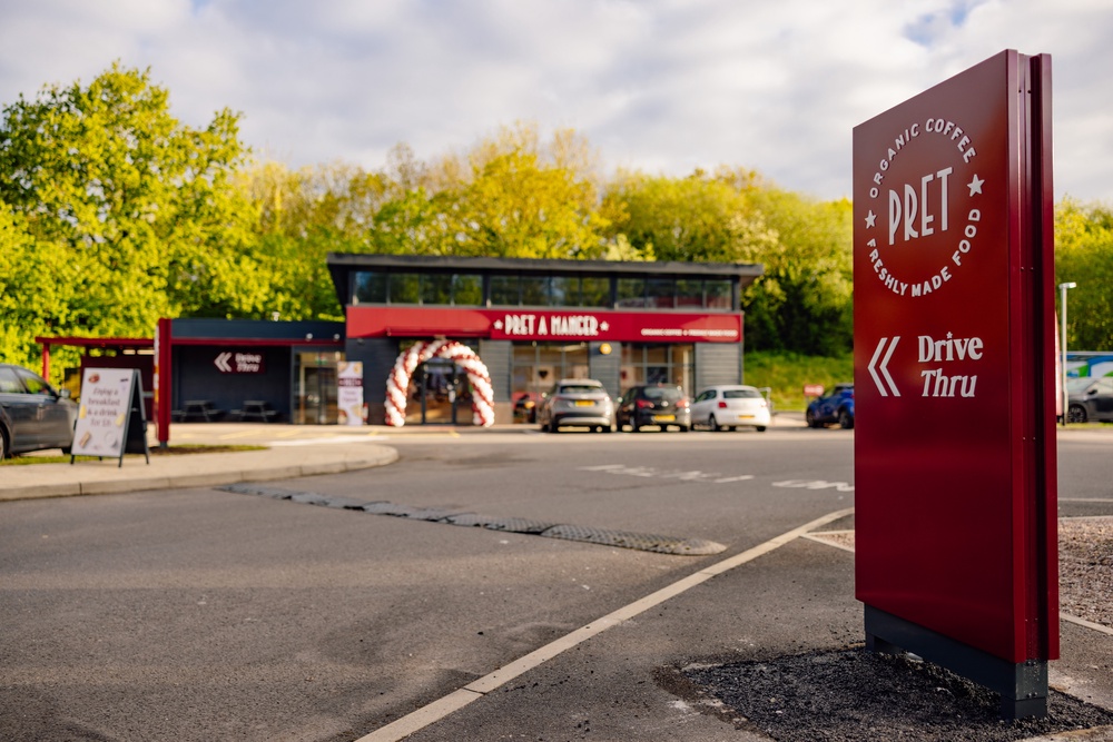The outlet opened in Warrington, Cheshire, just off junction 21 of the M6 on Tuesday, in partnership with Motor Fuel Group (Pret/PA)