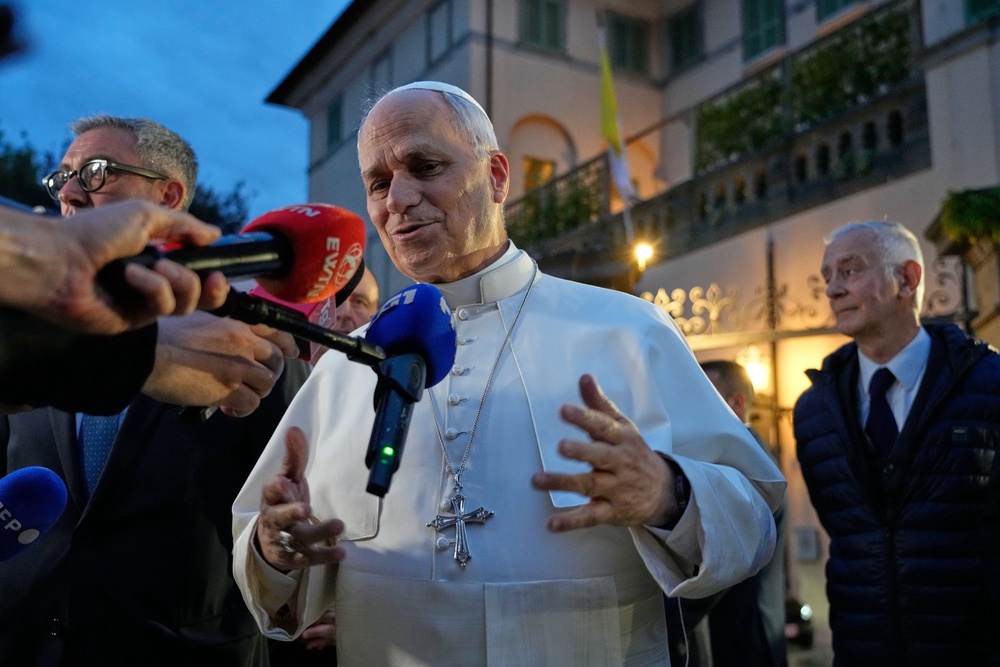 Pope Leo has repeatedly urged for peace as the US wages war against Iran while Trump falsely accuses the pontiff of advocating for the regime to possess a nuclear weapon (AP)