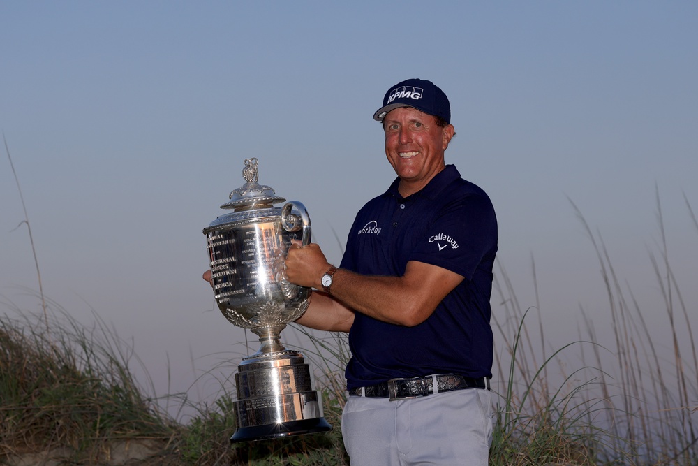 Mickelson became the oldest major champion in golf history when he won the 2021 PGA Championship (Getty)