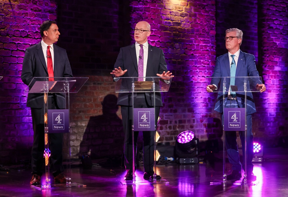 (left to right) Scottish Labour leader Anas Sarwar hit out at both the SNP and Reform UK (Robert Perry/PA) (PA Wire)