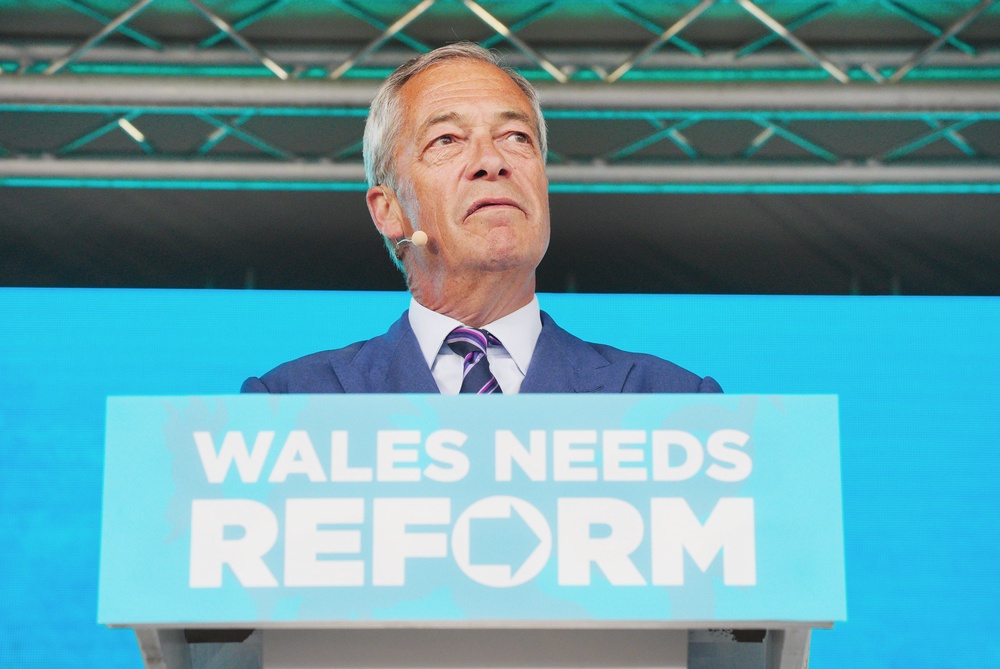 Reform UK leader Nigel Farage speaking during a rally in Merthyr Tydfil (Ben Birchall/PA) (PA Wire)