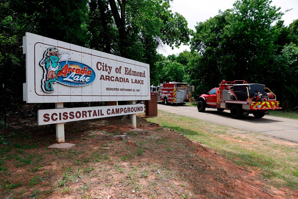 The shooting occurred Sunday night at a picnic pavilion near Arcadia Lake, a popular recreation area north of Oklahoma City (AP Photo/Alonzo Adams)