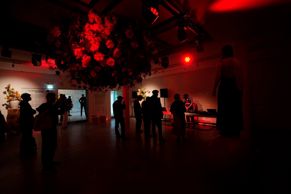 A DJ performs inside the Russia pavilion. (AP)