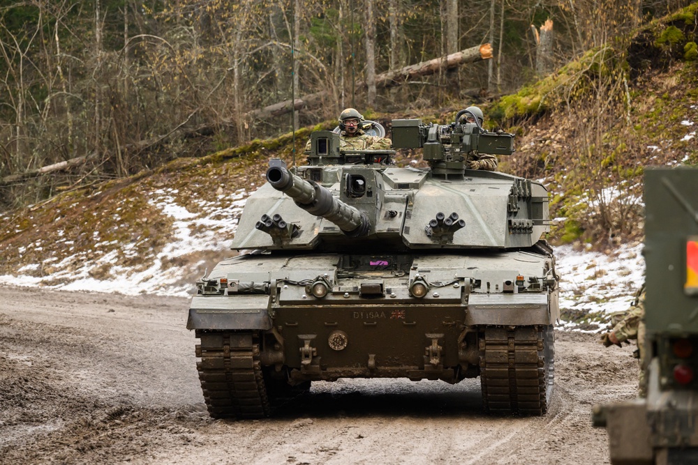 A British Challenger 2 tank in Estonia on 21 March 2025 (AFP/Getty)
