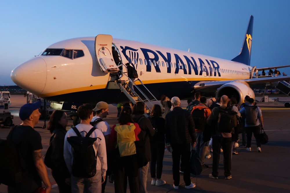 People board a Ryanair flight on April 19, 2025 in Budapest, Hungary (Getty)