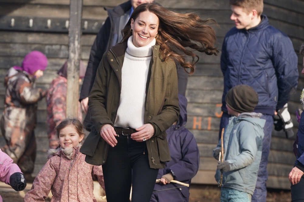Kate visiting Stenurten Forest Kindergarten (PA) (PA Archive)